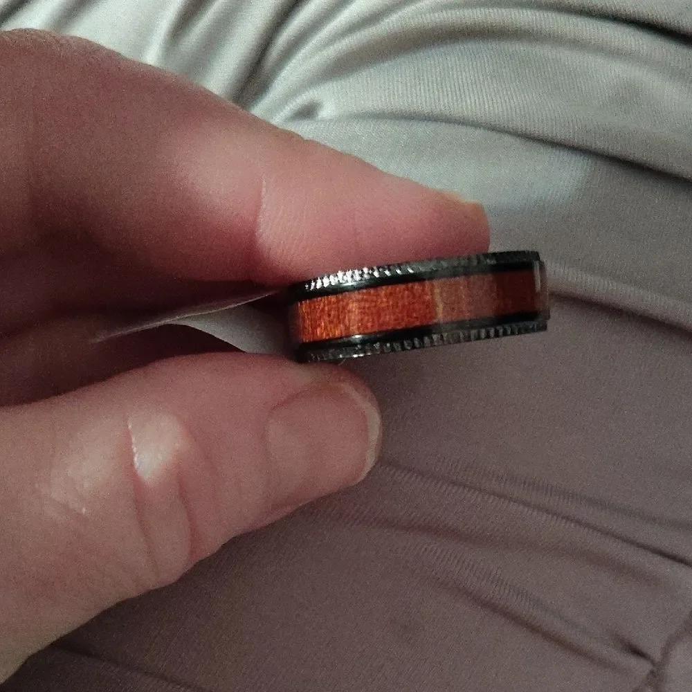 Men's Black Tungsten Wood Inlay Ring